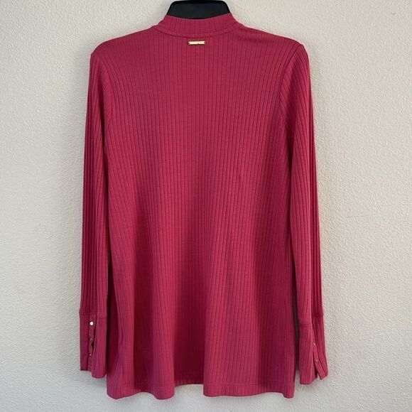 Michael Kors Pink Ribbed Cardigan Size Small - Picture 2 of 6